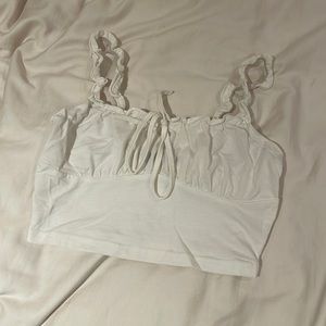White ruffled crop top
